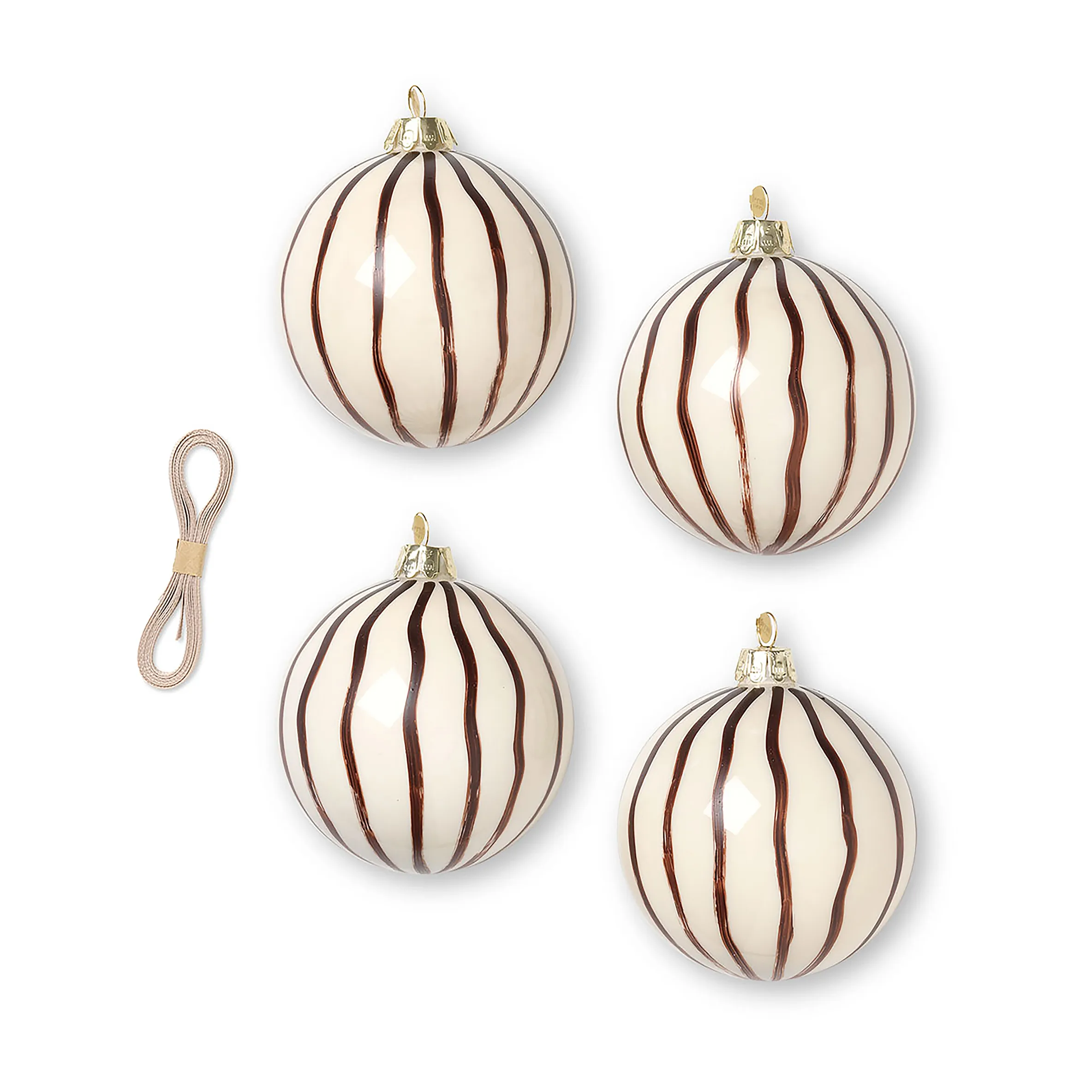 Ferm LIVING Boules De Noël Lines Ø8 Cm Lot De 4 1 Ferm LIVING Boules De Noël Lines Ø8 Cm Lot De 4
