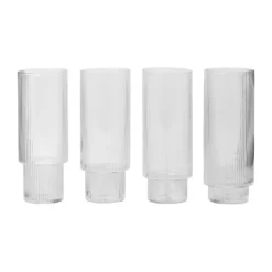 Ferm LIVING Lot De 4 Verres à Long Drink Ripple