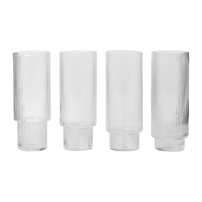 Ferm LIVING Lot De 4 Verres à Long Drink Ripple 1 Ferm LIVING Lot De 4 Verres à Long Drink Ripple